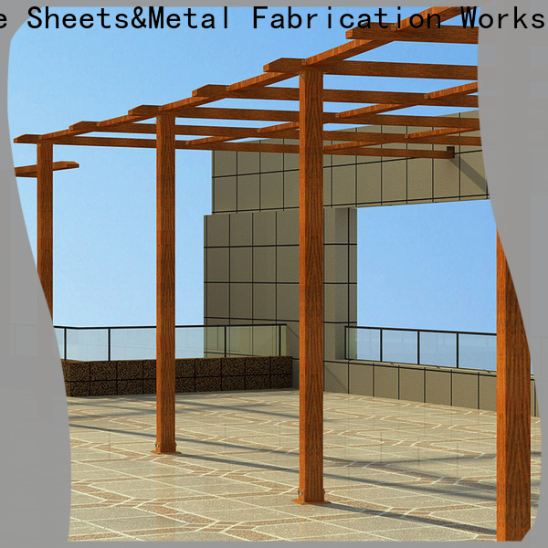 double hung steel entry doors & curved steel pergola