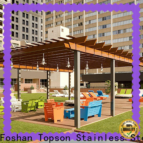 Topson pergolaaluminum steel and aluminum arched pergola with retractable canopy China for park